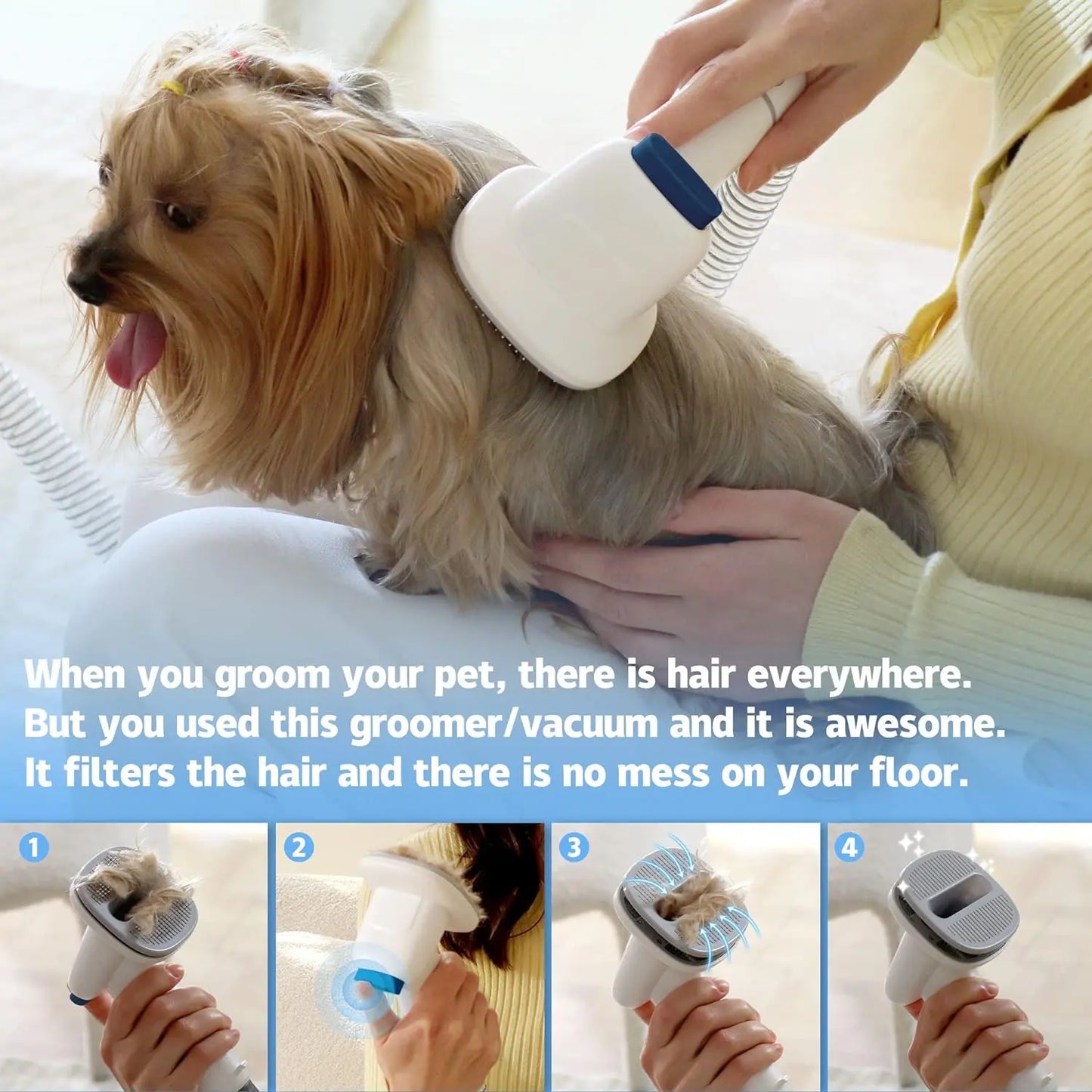 Pet Grooming Kit with Hair Vacuum for Dogs and Cats - Professional Grooming Tool for Dogs and Cats