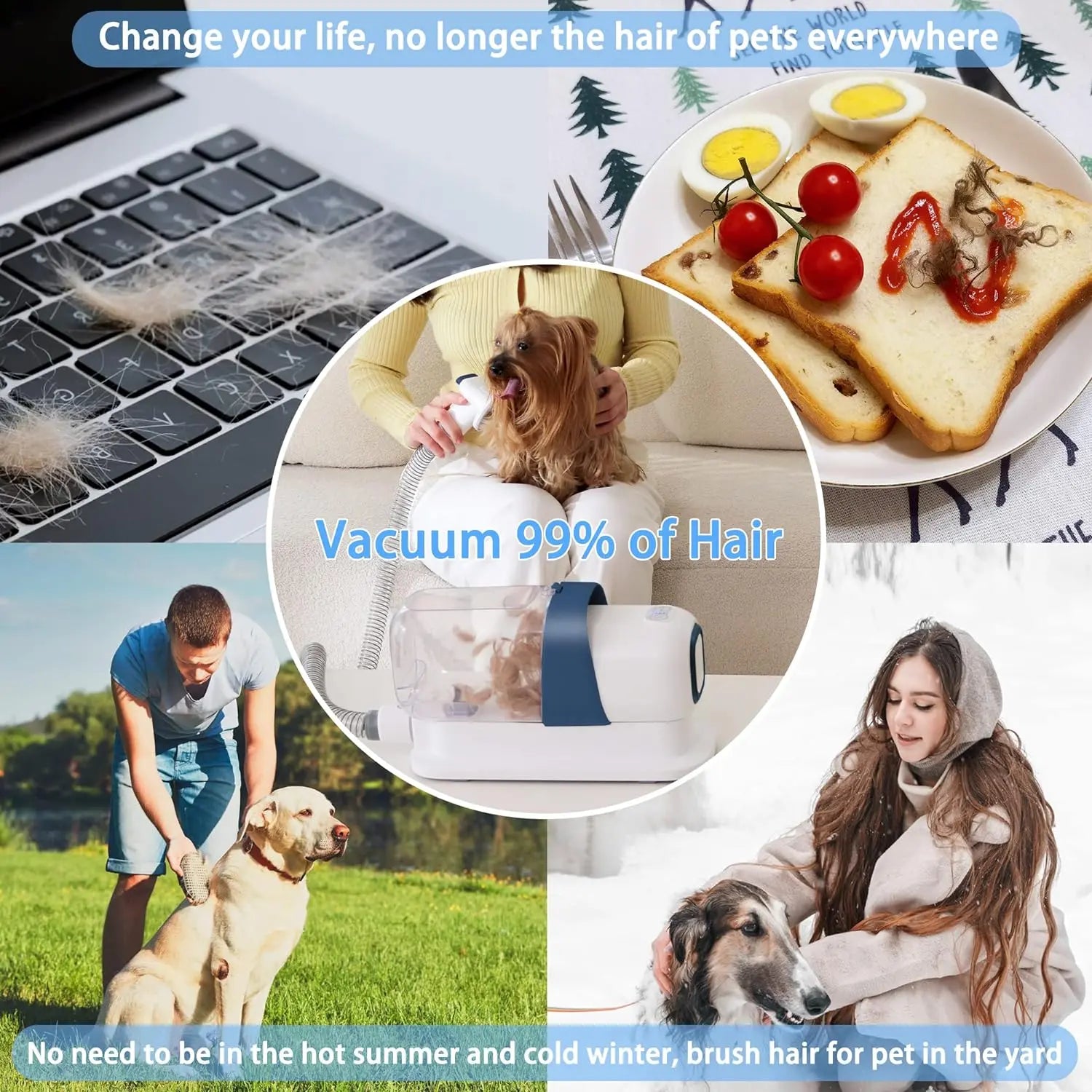 Pet Grooming Kit with Hair Vacuum for Dogs and Cats - Professional Grooming Tool for Dogs and Cats