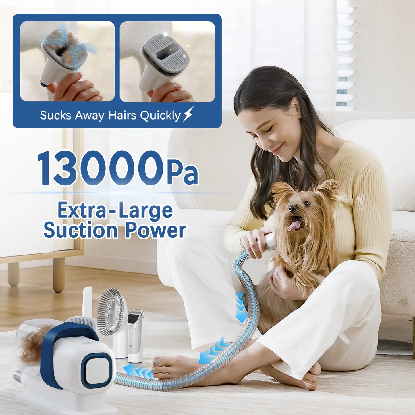 Pet Grooming Kit with Hair Vacuum for Dogs and Cats - Professional Grooming Tool for Dogs and Cats