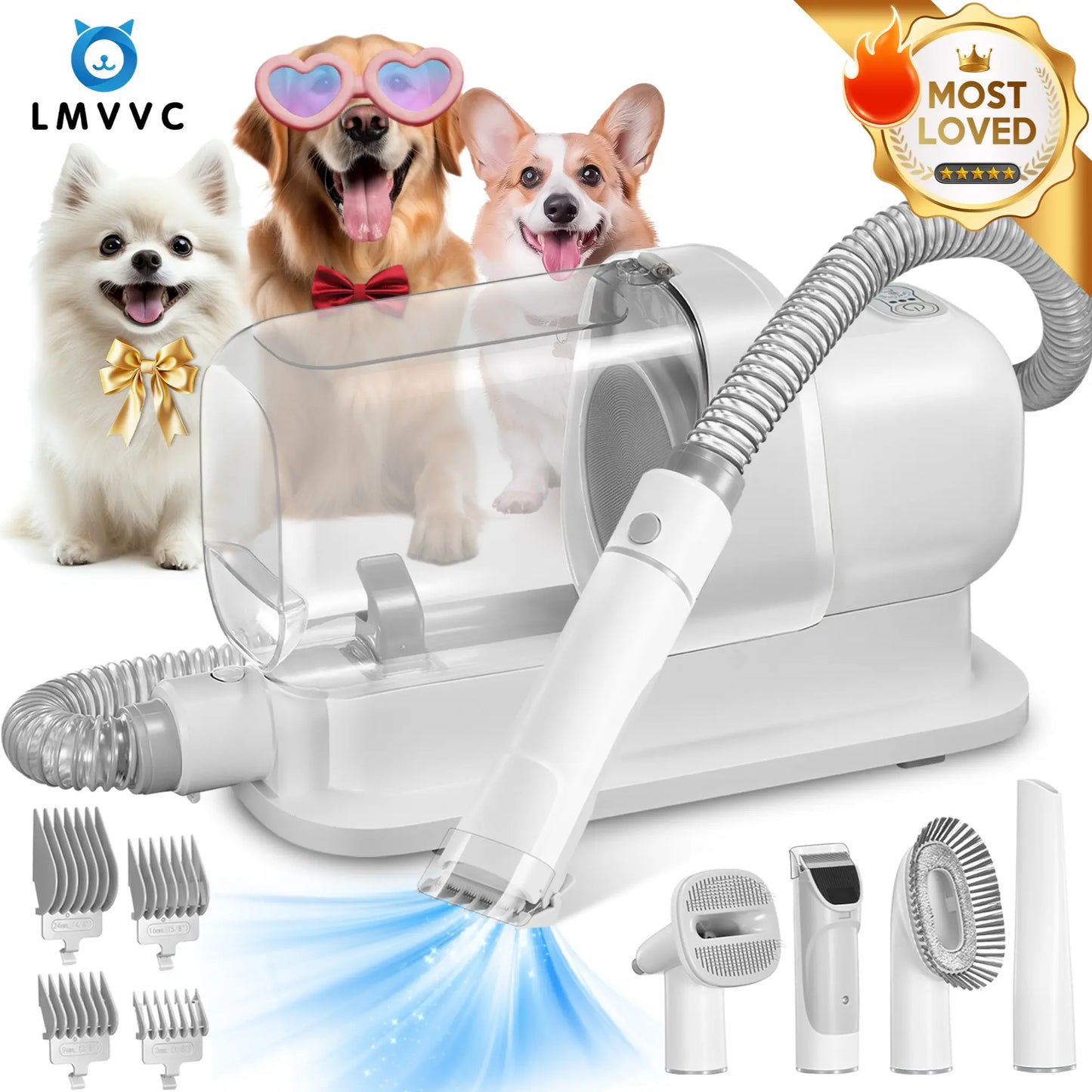 Pet Grooming Kit with Hair Vacuum for Dogs and Cats - Professional Grooming Tool for Dogs and Cats