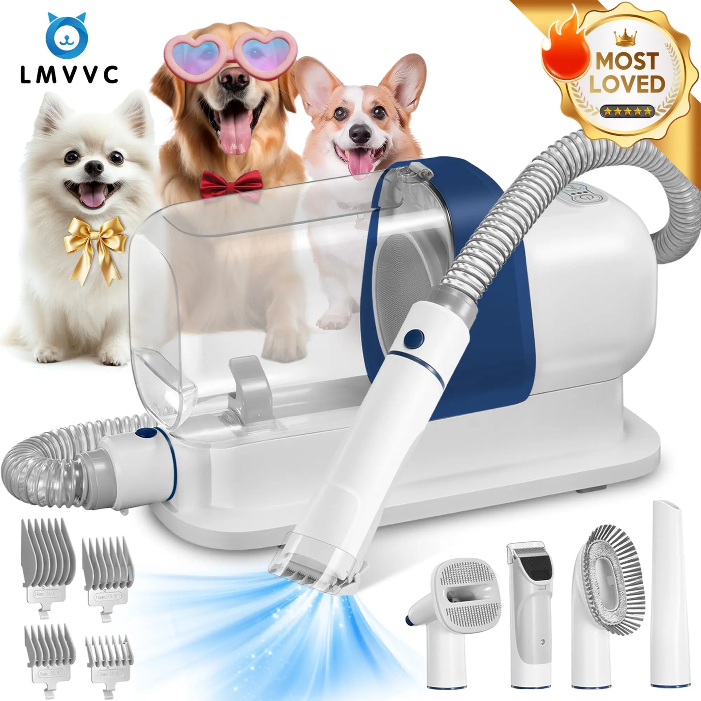 Pet Grooming Kit with Hair Vacuum for Dogs and Cats - Professional Grooming Tool for Dogs and Cats