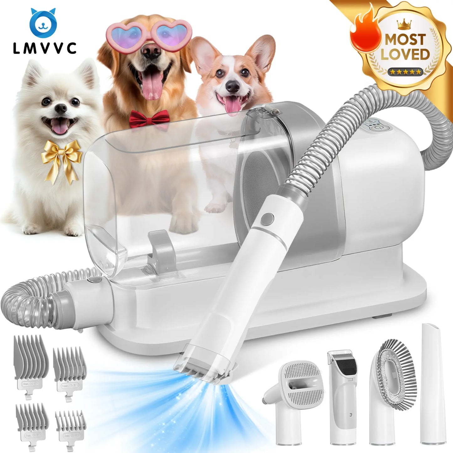 Pet Grooming Kit with Hair Vacuum for Dogs and Cats - Professional Grooming Tool for Dogs and Cats